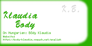klaudia body business card