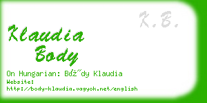 klaudia body business card